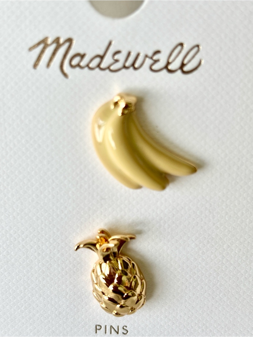 NWT Madewell Gold Tropical Fruit Pin Duo - Pineapple & Banana